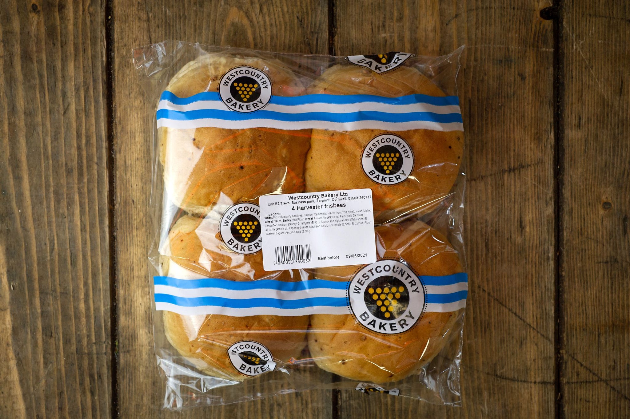 Bakery: Bread (Westcountry)- Harvester Frisbee bap x 4 (subscription)